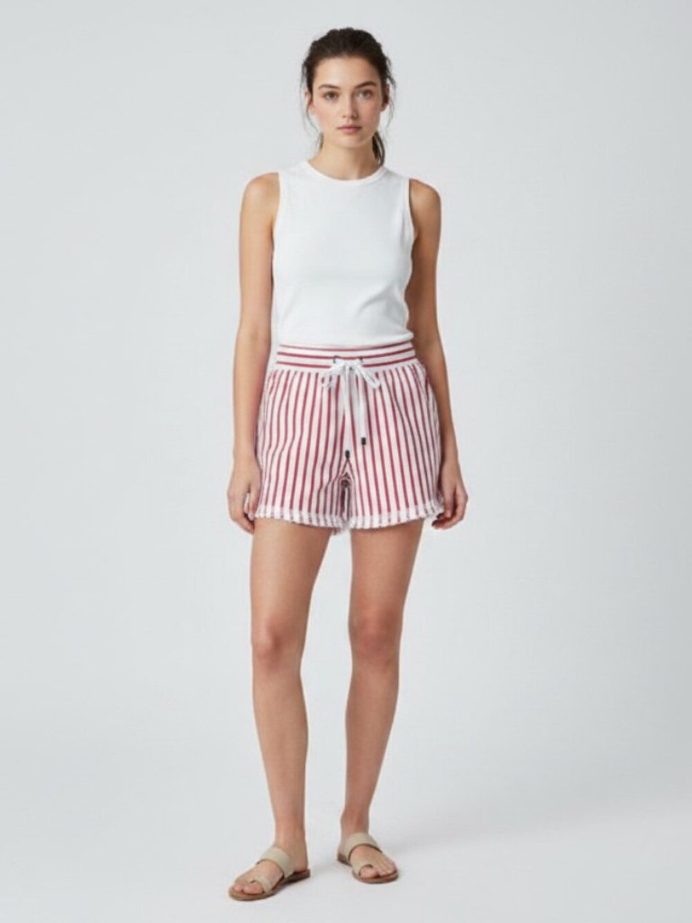Style & Co Lounge Shorts Small NWT Red White Striped Drawstring
